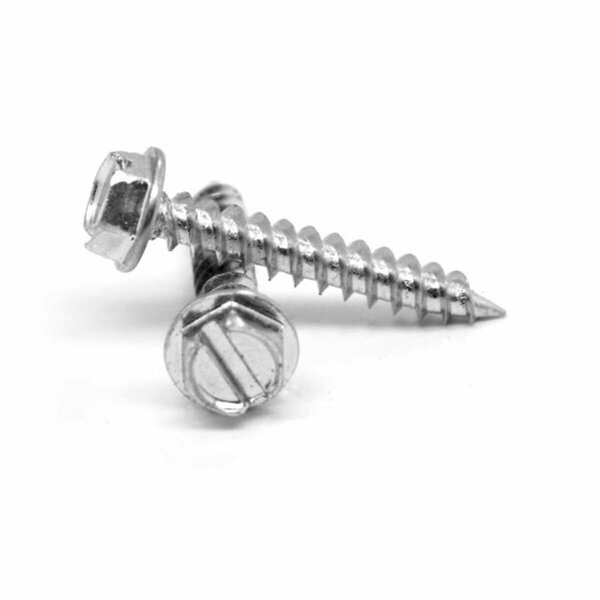 Asmc Industrial No.8-18 x 0.38 Slotted Hex Washer Head Type B Sheet Metal Screw, 18-8 Stainless Steel, 5000PK 0000-215579-5000